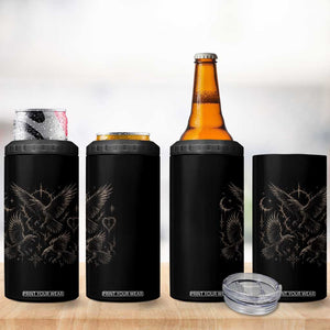 Flying Raven Crow 4 in 1 Can Cooler Tumbler Black Bird Gothic Occult Cyber Y2K Dark Academia Ravens Graphic
