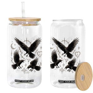 Flying Raven Crow Glass Can Black Bird Gothic Occult Cyber Y2K Dark Academia Ravens Graphic