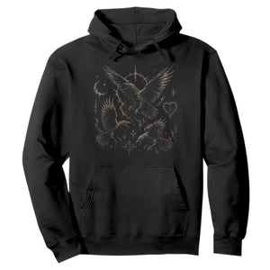 Flying Raven Crow Hoodie Black Bird Gothic Occult Cyber Y2K Dark Academia Ravens Graphic