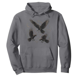 Flying Raven Crow Hoodie Black Bird Gothic Occult Cyber Y2K Dark Academia Ravens Graphic