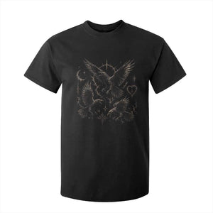 Flying Raven Crow T Shirt For Kid Black Bird Gothic Occult Cyber Y2K Dark Academia Ravens Graphic