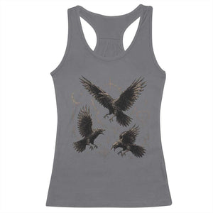 Flying Raven Crow Racerback Tank Top Black Bird Gothic Occult Cyber Y2K Dark Academia Ravens Graphic