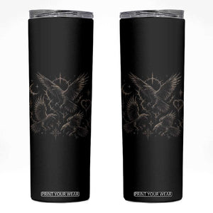 Flying Raven Crow Skinny Tumbler Black Bird Gothic Occult Cyber Y2K Dark Academia Ravens Graphic