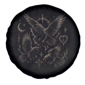 Flying Raven Crow Spare Tire Cover Black Bird Gothic Occult Cyber Y2K Dark Academia Ravens Graphic