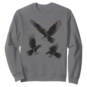 Flying Raven Crow Sweatshirt Black Bird Gothic Occult Cyber Y2K Dark Academia Ravens Graphic