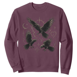 Flying Raven Crow Sweatshirt Black Bird Gothic Occult Cyber Y2K Dark Academia Ravens Graphic