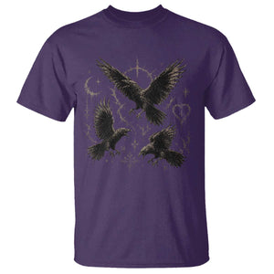 Flying Raven Crow T Shirt Black Bird Gothic Occult Cyber Y2K Dark Academia Ravens Graphic