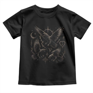 Flying Raven Crow Toddler T Shirt Black Bird Gothic Occult Cyber Y2K Dark Academia Ravens Graphic