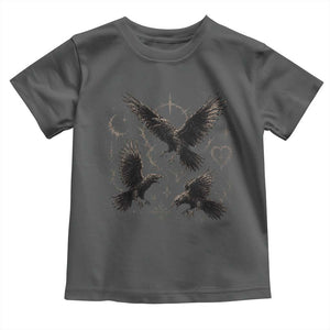 Flying Raven Crow Toddler T Shirt Black Bird Gothic Occult Cyber Y2K Dark Academia Ravens Graphic