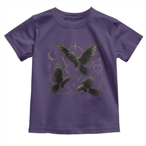 Flying Raven Crow Toddler T Shirt Black Bird Gothic Occult Cyber Y2K Dark Academia Ravens Graphic