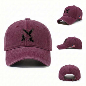 Flying Raven Crow Washed Cotton Baseball Cap Black Bird Gothic Occult Cyber Y2K Dark Academia Ravens Graphic