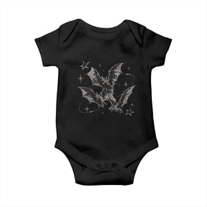 Three Bats Y2k Baby Onesie Vintage 90s Style Bat Gothic Occult Halloween Bat Graphic