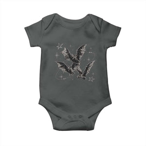 Three Bats Y2k Baby Onesie Vintage 90s Style Bat Gothic Occult Halloween Bat Graphic