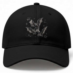 Three Bats Y2k Baseball Cap Vintage 90s Style Bat Gothic Occult Halloween Bat Graphic