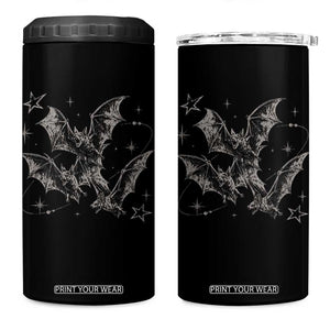 Three Bats Y2k 4 in 1 Can Cooler Tumbler Vintage 90s Style Bat Gothic Occult Halloween Bat Graphic