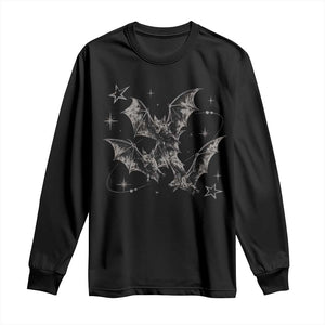 Three Bats Y2k Long Sleeve Shirt Vintage 90s Style Bat Gothic Occult Halloween Bat Graphic