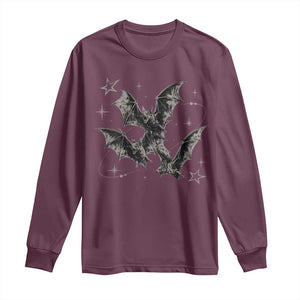 Three Bats Y2k Long Sleeve Shirt Vintage 90s Style Bat Gothic Occult Halloween Bat Graphic