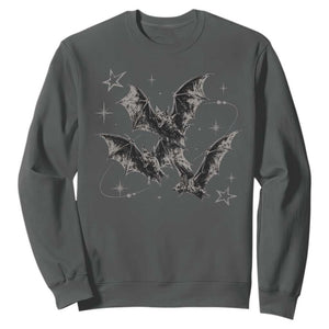 Three Bats Y2k Sweatshirt Vintage 90s Style Bat Gothic Occult Halloween Bat Graphic