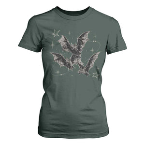 Three Bats Y2k T Shirt For Women Vintage 90s Style Bat Gothic Occult Halloween Bat Graphic