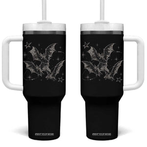 Three Bats Y2k Tumbler With Handle Vintage 90s Style Bat Gothic Occult Halloween Bat Graphic