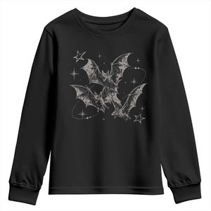 Three Bats Y2k Youth Sweatshirt Vintage 90s Style Bat Gothic Occult Halloween Bat Graphic