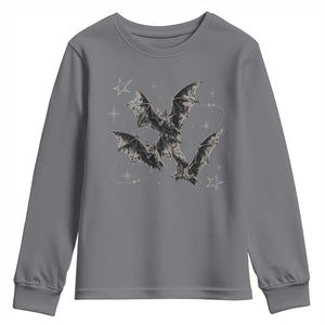 Three Bats Y2k Youth Sweatshirt Vintage 90s Style Bat Gothic Occult Halloween Bat Graphic