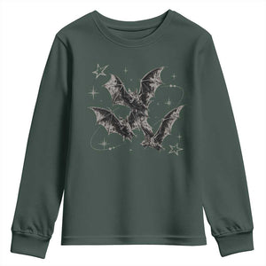 Three Bats Y2k Youth Sweatshirt Vintage 90s Style Bat Gothic Occult Halloween Bat Graphic