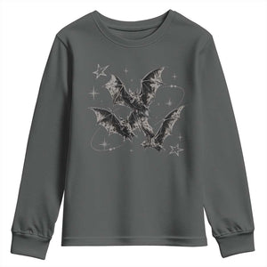 Three Bats Y2k Youth Sweatshirt Vintage 90s Style Bat Gothic Occult Halloween Bat Graphic