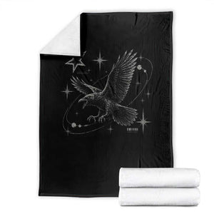 Raven Crow Y2k Throw Blanket Gothic Cyber Sigilism Occult Dark Academia Black Bird Graphic