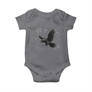 Raven Crow Y2k Baby Onesie Gothic Cyber Sigilism Occult Dark Academia Black Bird Graphic