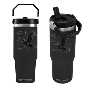 Raven Crow Y2k Flip Straw Tumbler Gothic Cyber Sigilism Occult Dark Academia Black Bird Graphic