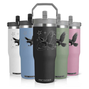 Raven Crow Y2k Flip Straw Tumbler Gothic Cyber Sigilism Occult Dark Academia Black Bird Graphic