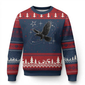 Raven Crow Y2k Ugly Christmas Sweater Gothic Cyber Sigilism Occult Dark Academia Black Bird Graphic