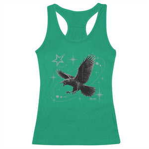 Raven Crow Y2k Racerback Tank Top Gothic Cyber Sigilism Occult Dark Academia Black Bird Graphic