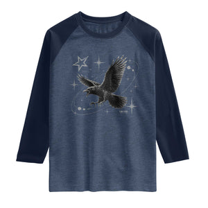 Raven Crow Y2k Raglan Shirt Gothic Cyber Sigilism Occult Dark Academia Black Bird Graphic