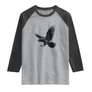 Raven Crow Y2k Raglan Shirt Gothic Cyber Sigilism Occult Dark Academia Black Bird Graphic