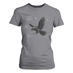 Raven Crow Y2k T Shirt For Women Gothic Cyber Sigilism Occult Dark Academia Black Bird Graphic
