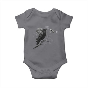 Skeleton Hand Boop Raven Baby Onesie Funny Spooky Halloween Crow Moon Graphic