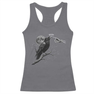 Skeleton Hand Boop Raven Racerback Tank Top Funny Spooky Halloween Crow Moon Graphic