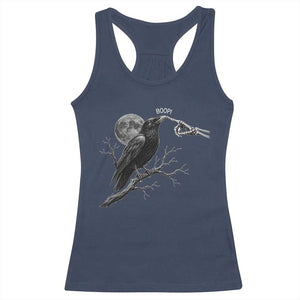 Skeleton Hand Boop Raven Racerback Tank Top Funny Spooky Halloween Crow Moon Graphic