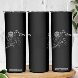 Skeleton Hand Boop Raven Skinny Tumbler Funny Spooky Halloween Crow Moon Graphic