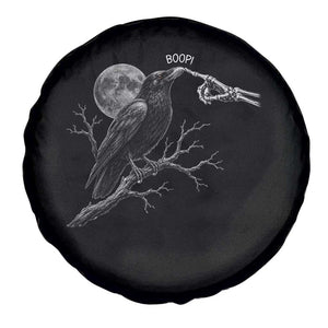 Skeleton Hand Boop Raven Spare Tire Cover Funny Spooky Halloween Crow Moon Graphic
