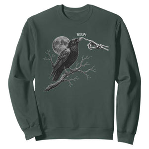 Skeleton Hand Boop Raven Sweatshirt Funny Spooky Halloween Crow Moon Graphic