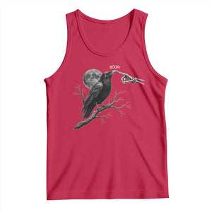 Skeleton Hand Boop Raven Tank Top Funny Spooky Halloween Crow Moon Graphic