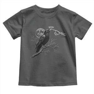 Skeleton Hand Boop Raven Toddler T Shirt Funny Spooky Halloween Crow Moon Graphic