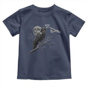 Skeleton Hand Boop Raven Toddler T Shirt Funny Spooky Halloween Crow Moon Graphic