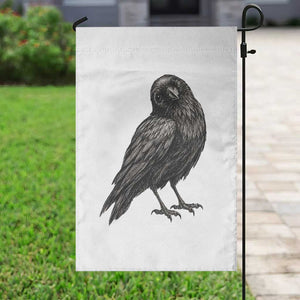 Curious Raven Crow Garden Flag Vintage Dark Academia Gothic Black Bird Graphic