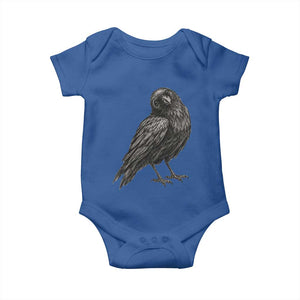 Curious Raven Crow Baby Onesie Vintage Dark Academia Gothic Black Bird Graphic