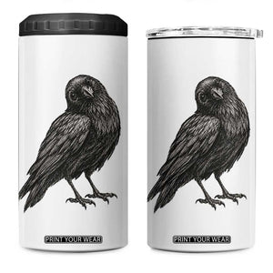 Curious Raven Crow 4 in 1 Can Cooler Tumbler Vintage Dark Academia Gothic Black Bird Graphic