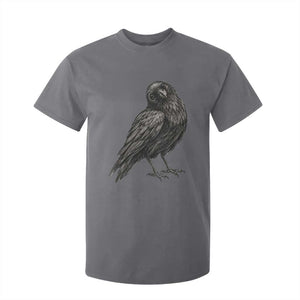 Curious Raven Crow T Shirt For Kid Vintage Dark Academia Gothic Black Bird Graphic